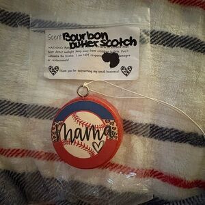 Red and Blue Baseball 'Mama' Freshie in Bourbon Butterscotch ❤️⚾️